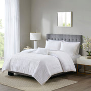 Full/Queen 4 Piece Cotton Seersucker Duvet Cover Set