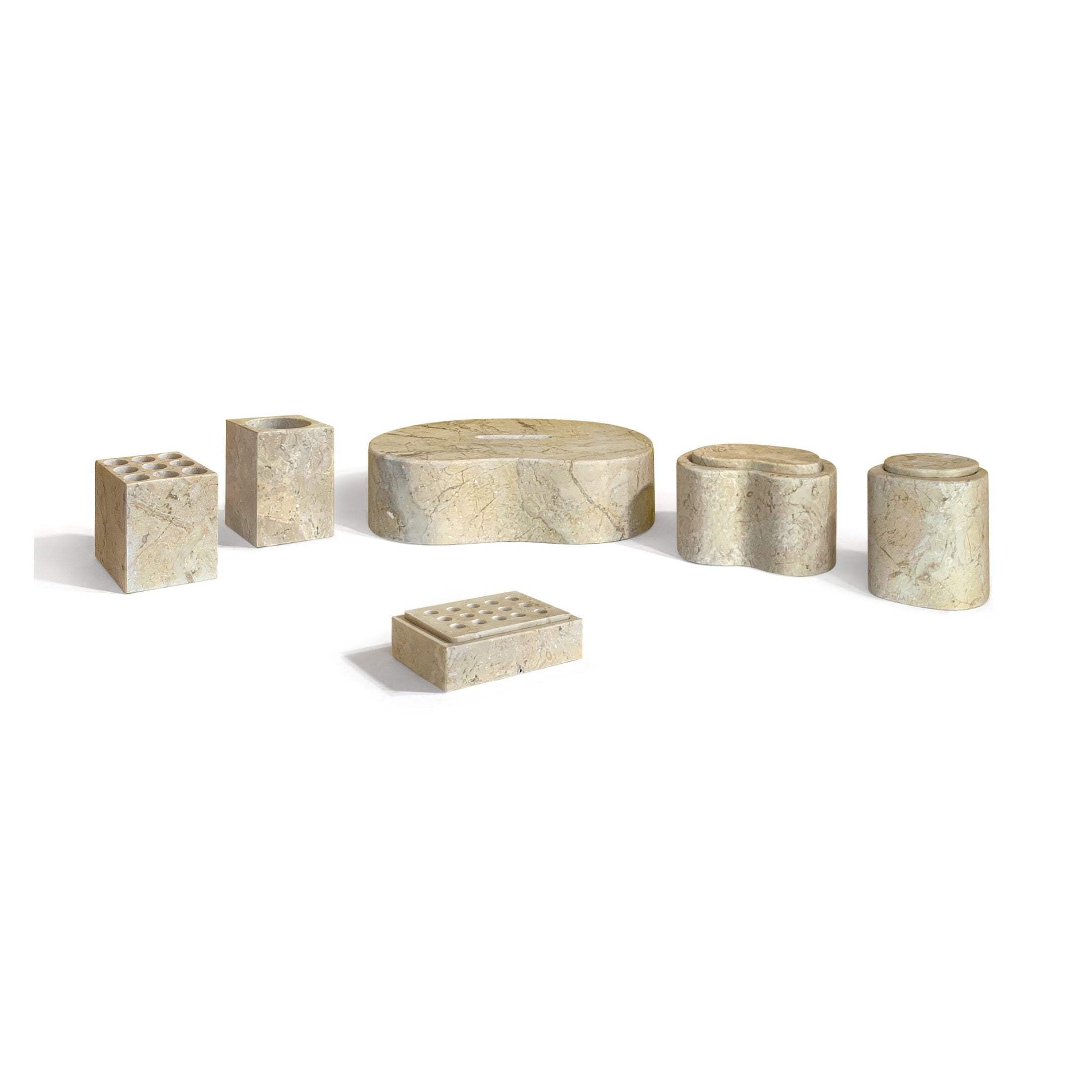 Gold Yellow Beige Natural Marble Bathroom Accessories Set, Natural Stone