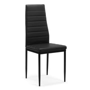 Modern Style Dining Chair Set for 4 with Comfortable PU Leather in Black