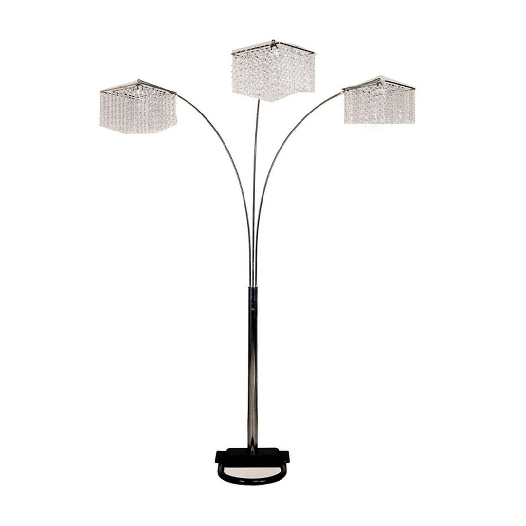 84' Tall Metal Floor Lamp with 3 Crystal Shaded Arches