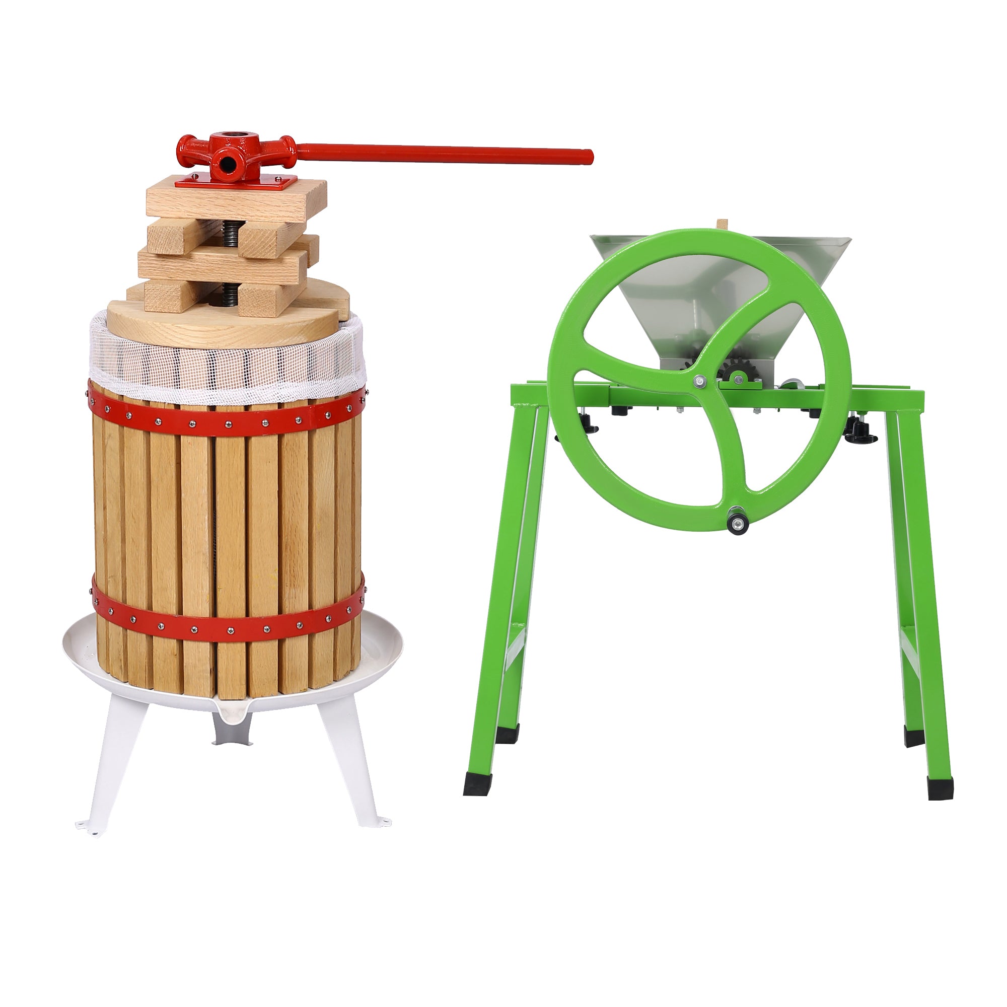 Manual Juice Maker Fruit Wine Press and Crusher with Filter Bag for Apple, Grape, and Berries, 100% Natural Oak