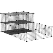 PawHut 47 Panels Pet Playpen, Small Animal Playpen with Doors, Portable Metal Wire Yard Bunny Pen for Guinea Pigs, Chinchillas, 14' x 14'