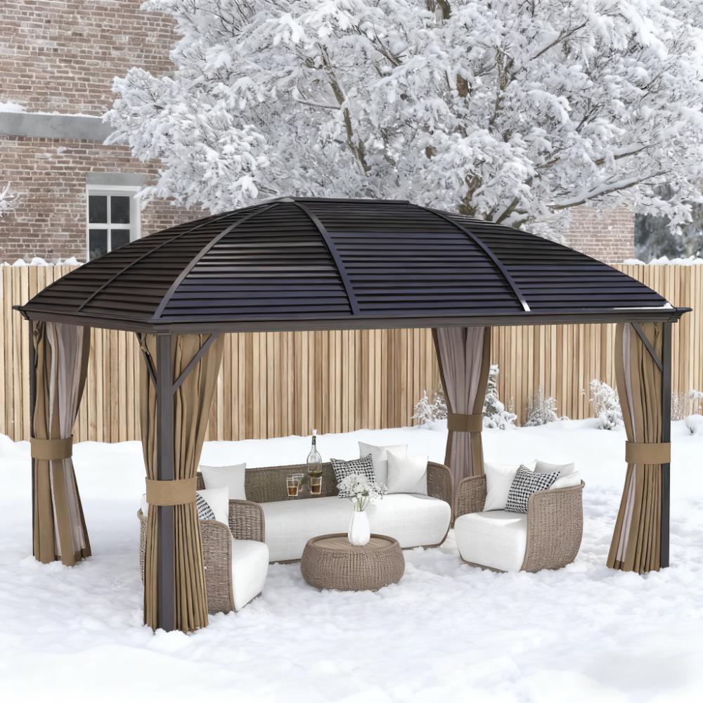 164.5' L x 116.25' W x 110.25' HGazebo with Curtains, Pavilion with Steel Roof Ceiling Hook