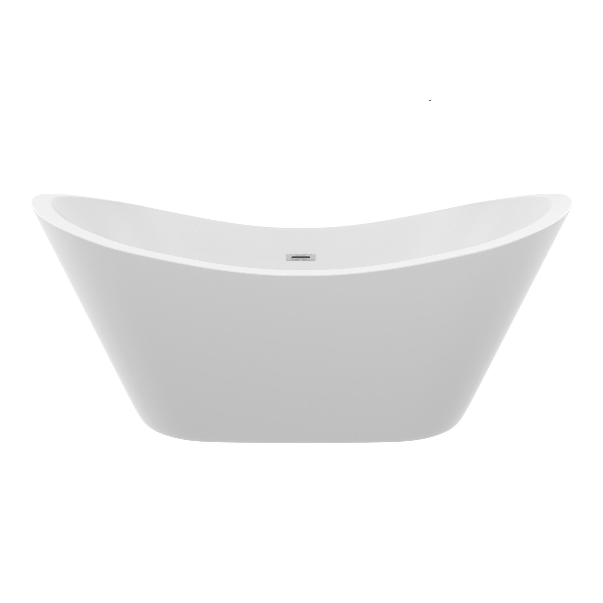 59' Acrylic Freestanding Bathtub, Stand Alone Soaking Tub, Glossy White Acrylic, Chrome Overflow & Pop-Up Drain