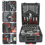899-Piece Home Repair Tool Set with Rolling Plastic Toolbox, 4 Drawers, General Household Maintenance Kit for Garden, Homeowner, Handyman, Black