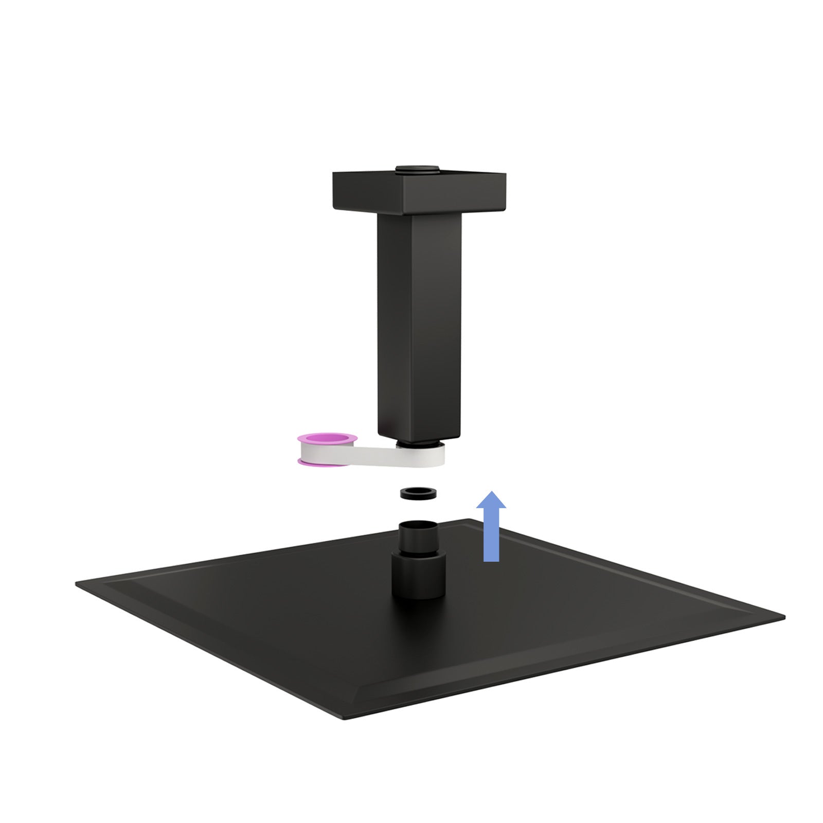 Matte Black Ceiling Mounted Shower Arm with Flange SUS304 Stainless Steel 3 Inch