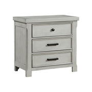 1pc Light Gray Finish Nightstand with 3x Drawers Storage Wooden Bedroom Furniture Farmhouse Style Bedside Cabinet