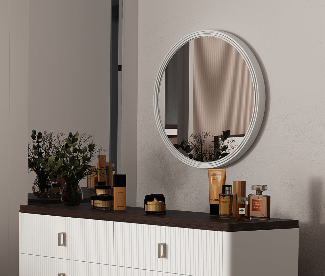 Carena Gray Round Mirror