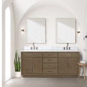 Grey Oak Double Bath Vanity 72 in. W x 22 in. D, with Carrara Marble Top