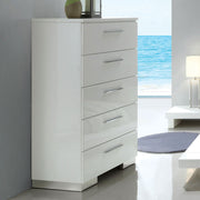 Modern contemporary Style 1pc Chest High Gloss Coating Five Drawers White Finish