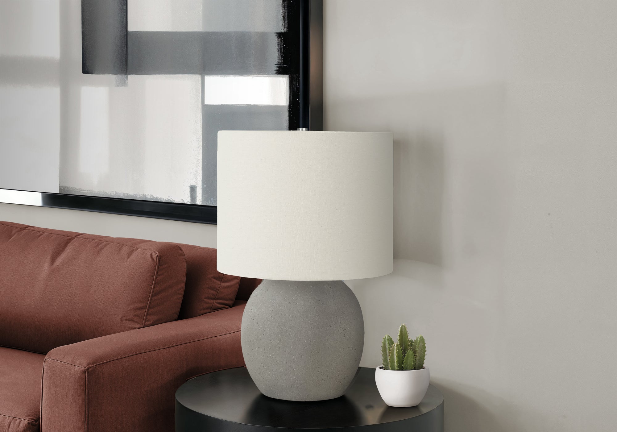Lighting, 20'h, Table Lamp, Grey Concrete, Ivory / Cream Shade, Contemporary