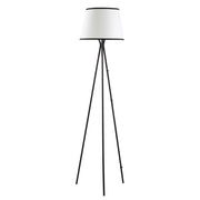 HOMCOM Modern Tripod Floor Lamp Free Standing Land Lamp w/ Steel Frame, Footswitch, Fabric Lampshade and E26 Base for Living Room, Bedroom, Office, Black