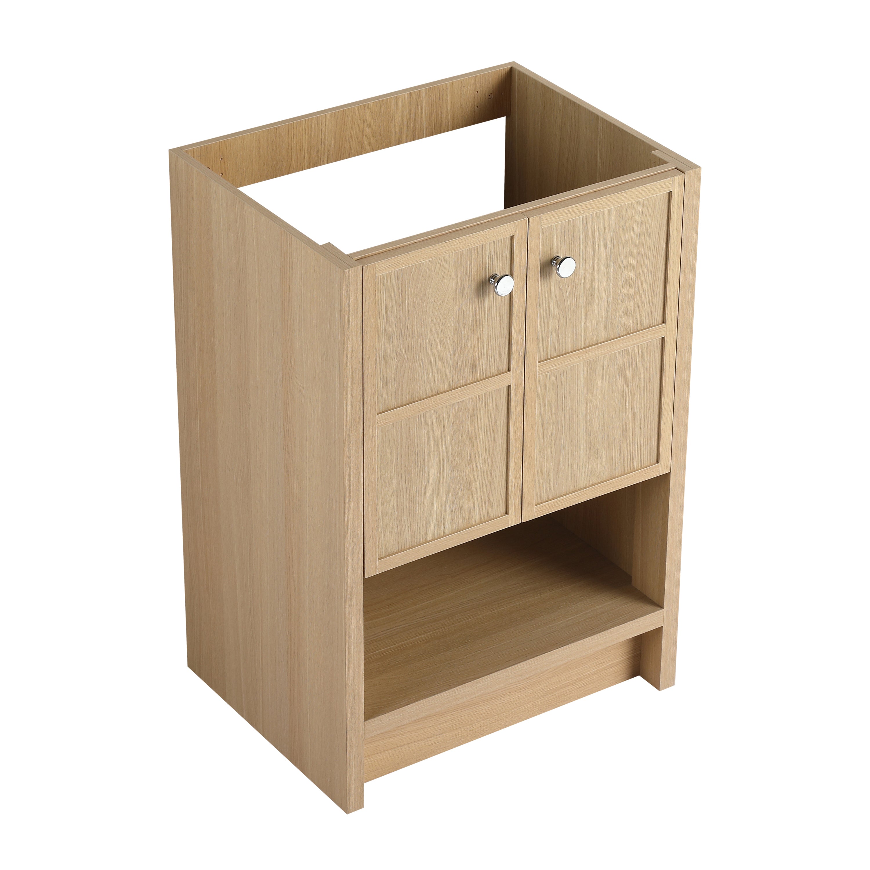 Modern Oak Freestanding Bathroom Vanity with 2 Soft Closing Doors, Plywood, 24 Inches(Excluding Sink)