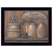 'Love Abides Here Shelf' By Pam Britton, Ready to Hang Framed Print, Black Frame