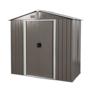 Gray Outdoor Metal Storage Shed with Metal Foundation, Iron Frame, 8ft x 4ft