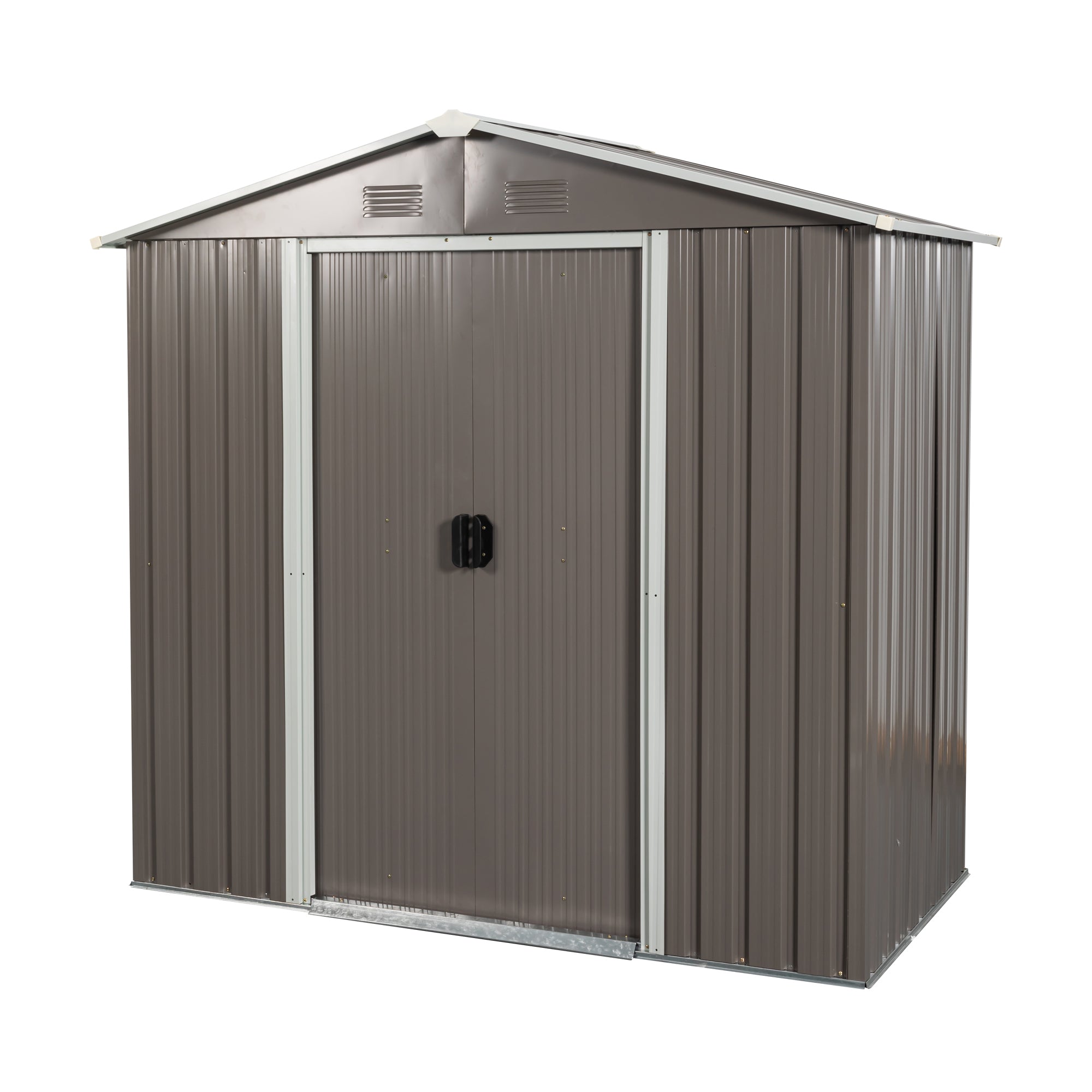 Gray Outdoor Metal Storage Shed with Metal Foundation, Iron Frame, 8ft x 4ft