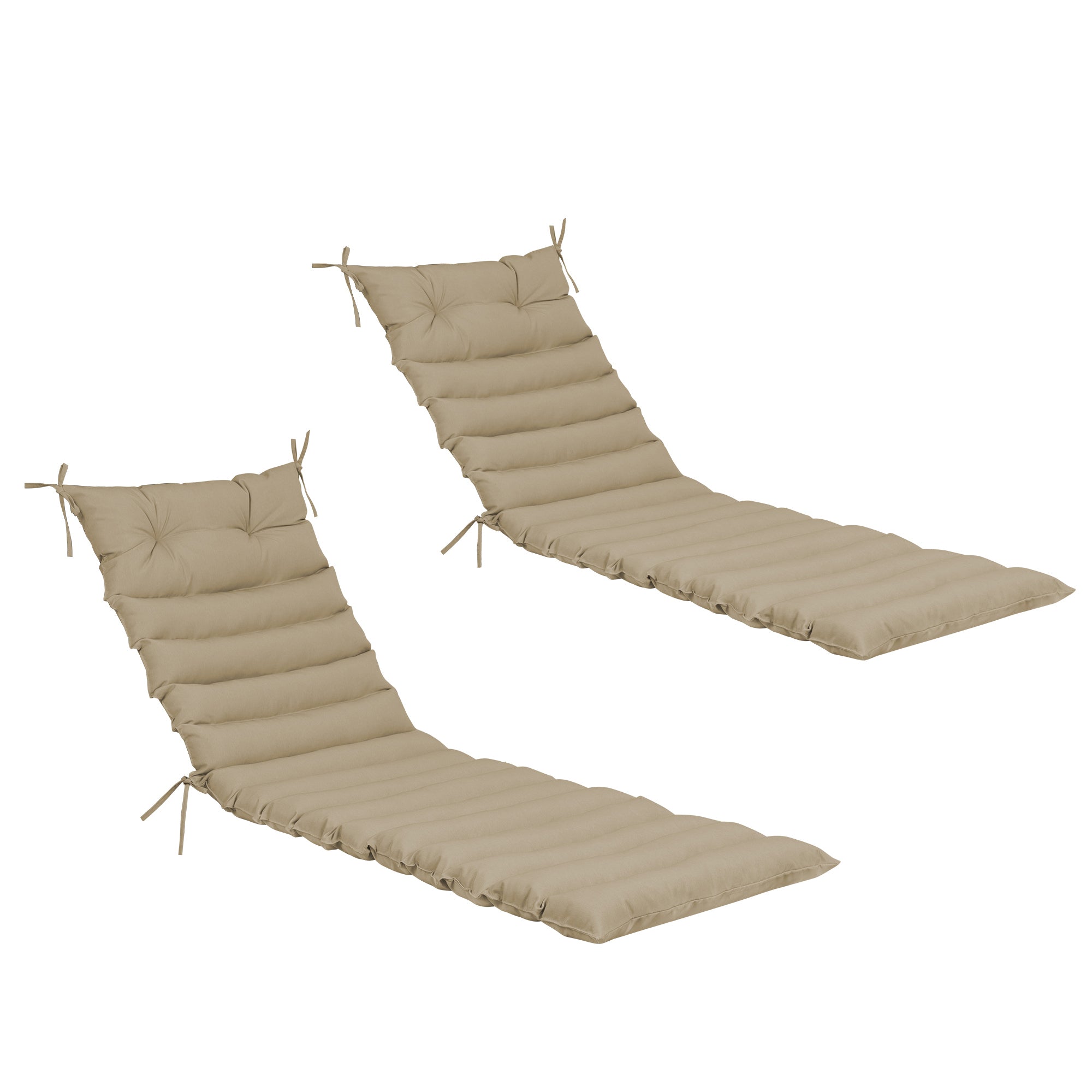 2-Piece Outdoor Chaise Lounge Cushion Set, Replacement Cushions for Patio Furniture, Khaki