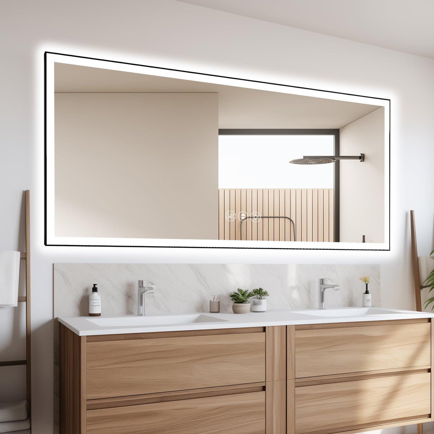 84x32 Inch Frameless LED Bathroom Mirror,Smart Mirror