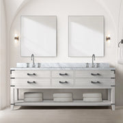 White Oak Double Bath Vanity 84 in. W x 22 in. D
