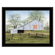 'Tulip Quilt Block Barn' by Billy Jacobs, Ready to Hang Framed Print, Black Frame