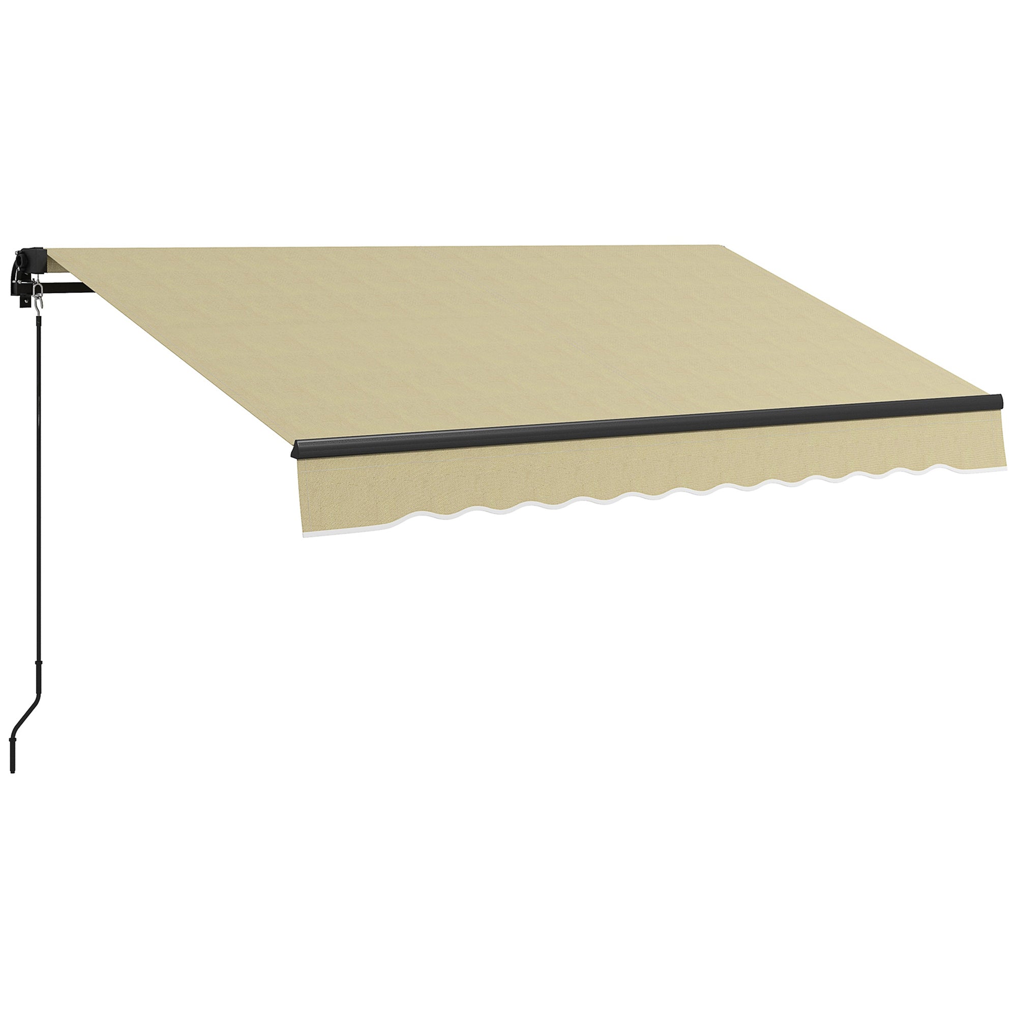 Outsunny 8' x 6.5' Retractable Awning, Patio Awning Sunshade Shelter with Manual Crank Handle, 280gsm UV Resistant Fabric and Aluminum Frame for Deck, Balcony, Yard, Beige