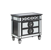 Varian II Mirrored, Black & Sliver Finish Nightstand