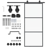 HOMCOM 36' x 84' Sliding Door with Hardware Kit, Handle, & Track, Industrial Frosted Tempered Glass Door with Carbon Steel, Easy Installation