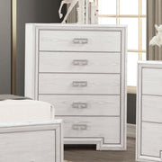 Transitional Style 1pc Chest Ball Bearing Glides English Dovetail Drawers Metal Handles Rustic White Bedroom Furniture