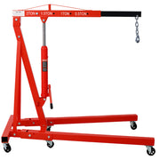 Heavy Duty Steel 2 Ton Folding Engine Hoist Cherry Picker Shop Crane Lift with 6 Iron Caster Wheels, Red