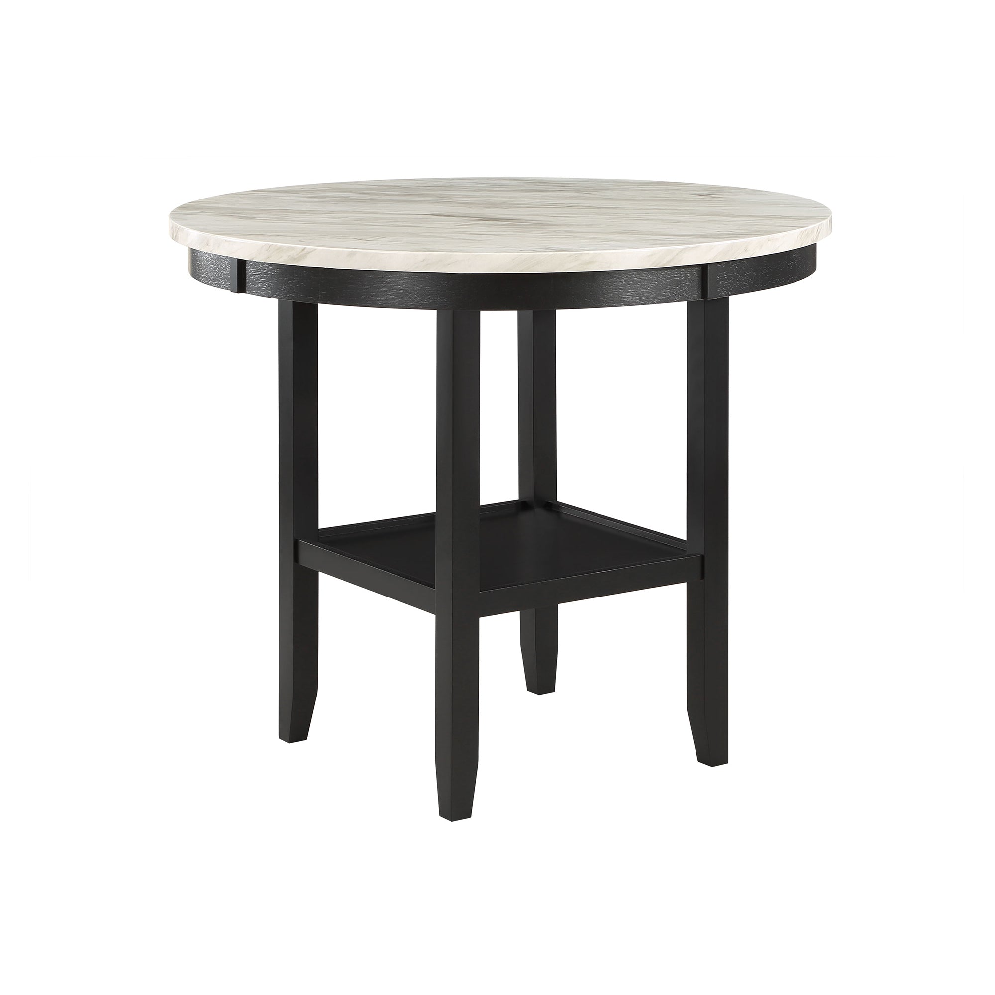 Transitional Style Greta Bar Table and Bar Stool Set with Built-In Storage Shelf in Antique