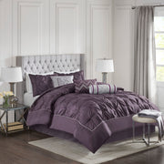7 Piece Tufted Comforter Set Plum Cal King
