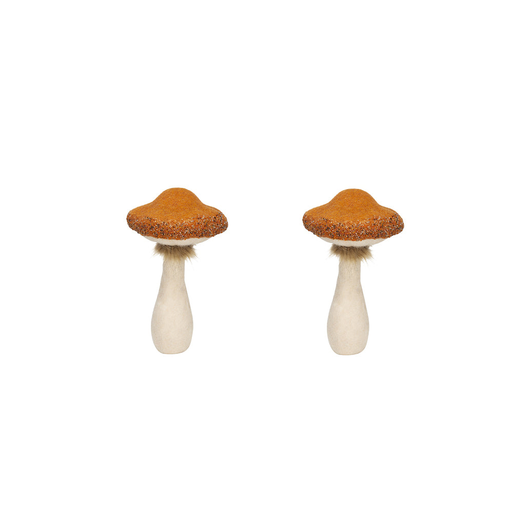 2pcs 8x8x14'' Orange Mushroom Holiday Ornament, for Harvest Festival Fall Festival & Thanksgiving Table Decorations