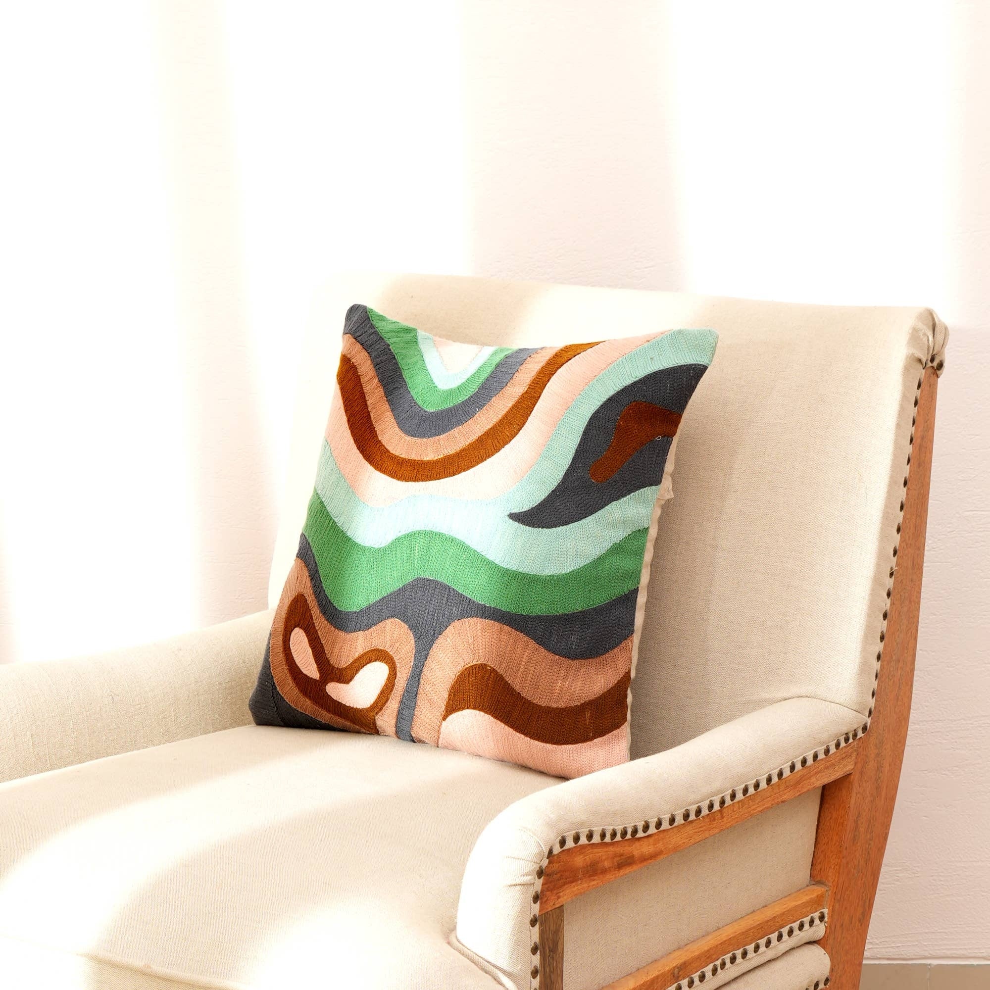 Decorative Cotton Embroideried Throw Pillow-18X18'