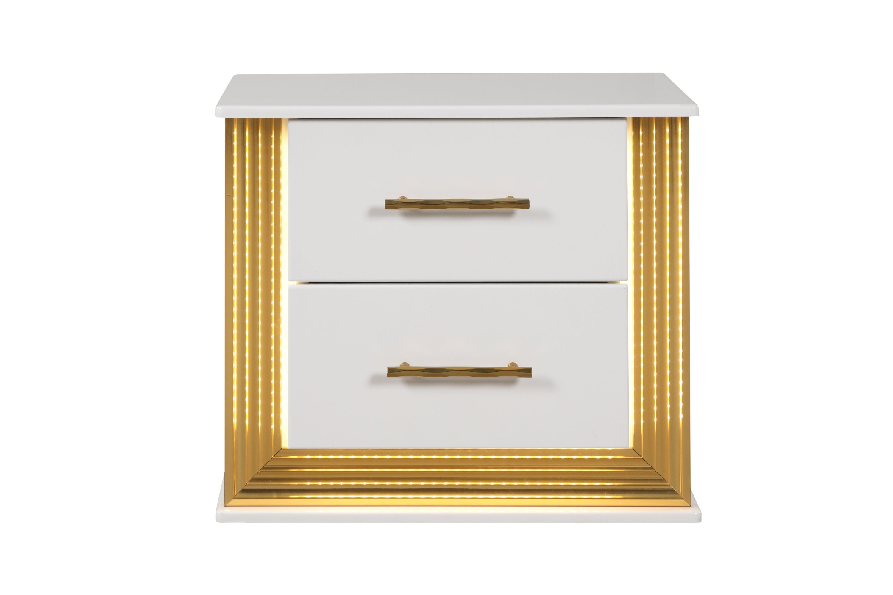 Obsession Contemporary Style 2-Drawer Nightstand Made with Wood & Gold Finish  same as B009P152663 (CA inventory)