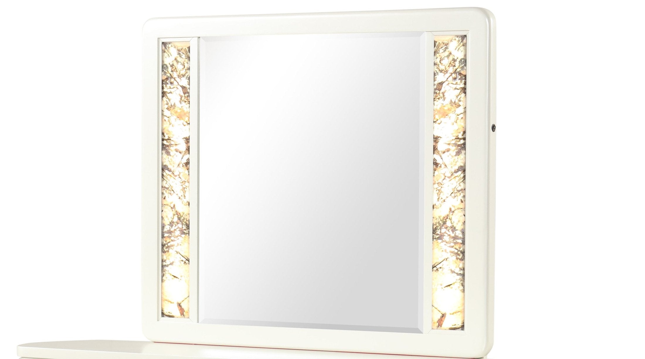 La Pierre Modern Style Mirror Made with Wood and Gold LED edges in Beige (INCLUDES MIRROR ONLY)      same asG150108845  (NJ inventory)