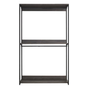 Monica Farmhouse Wood Walk-in Closet Organizer with One Shelf in Rustic Gray Solid Wood