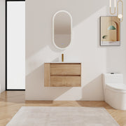 30' Wall Mounting Bathroom Vanity With Ceramic Sink, 2-Soft Close Drawer
