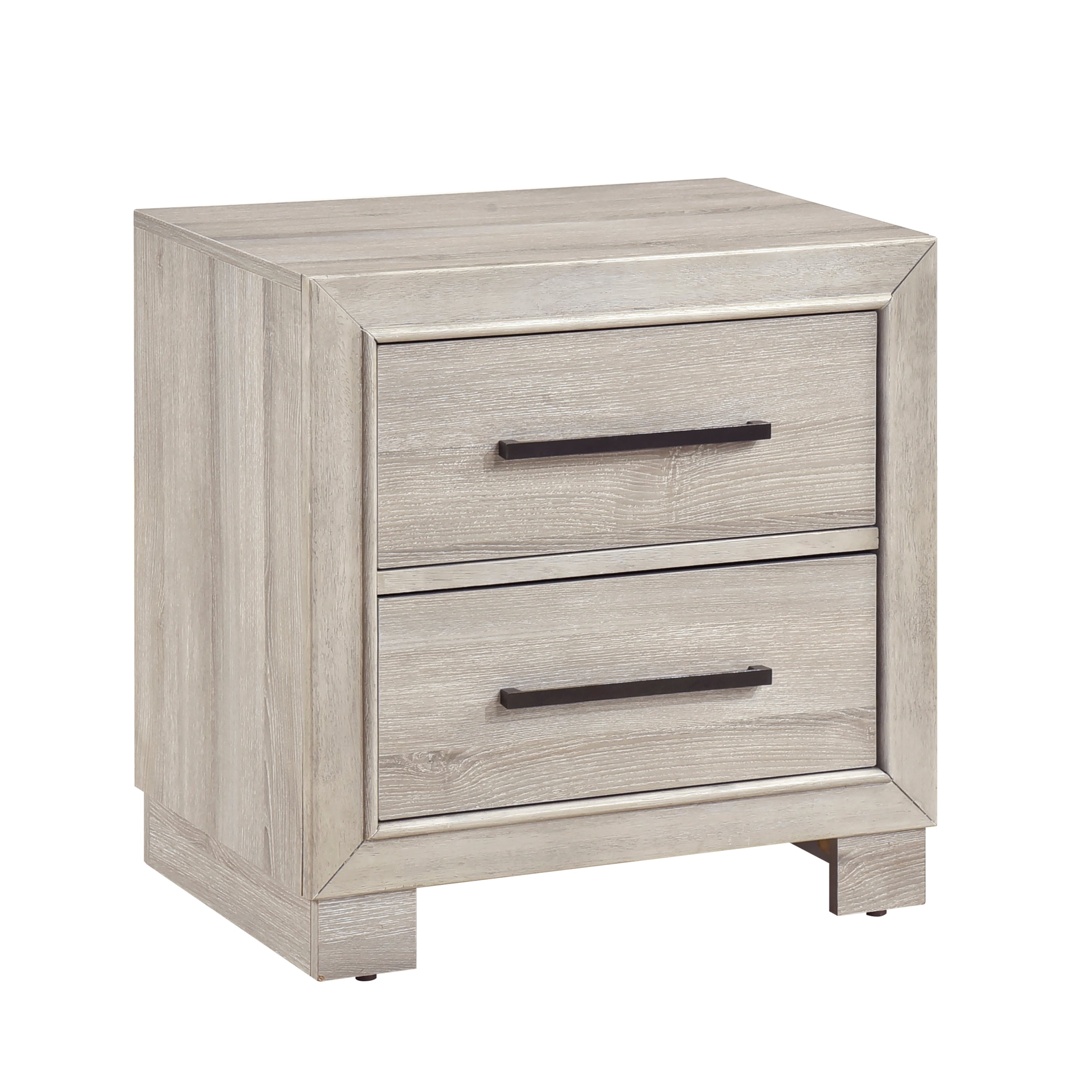 Modern Gray Finish Two-Drawer Nightstand Wooden Bedroom Furniture 1pc Bedside Cabinet