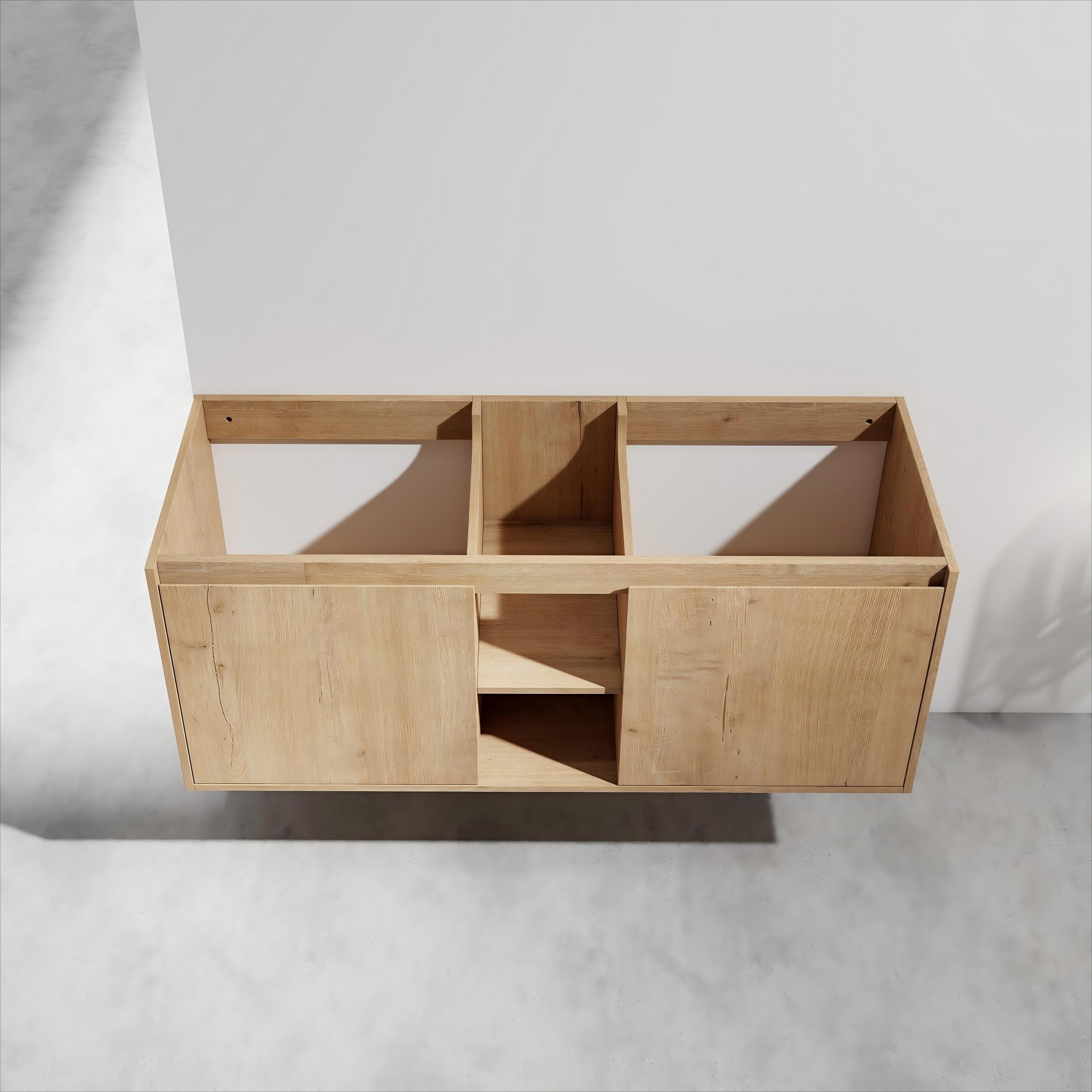 48' Wall Mounted Bathroom Vanity, Soft Closing Door Hinge & Open Storage Rack, KD-Package, BVB07248IMOX (Vanity Only, Excluding Sink)