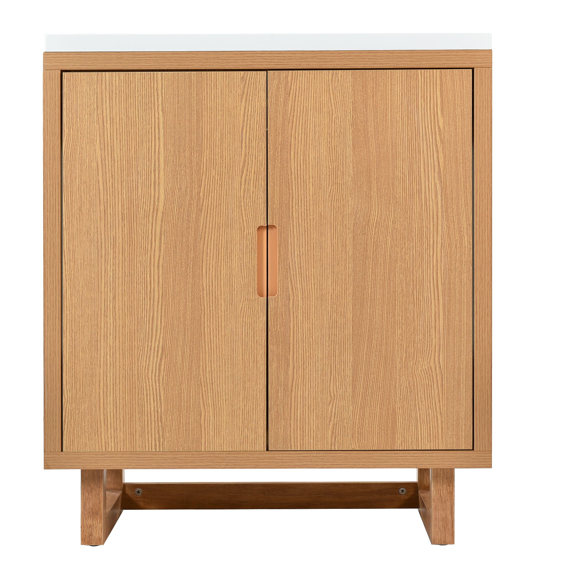 Elegant Solid Wood Bathroom Vanity Set with Sink and Storage, Burly Wood, 30 Inches