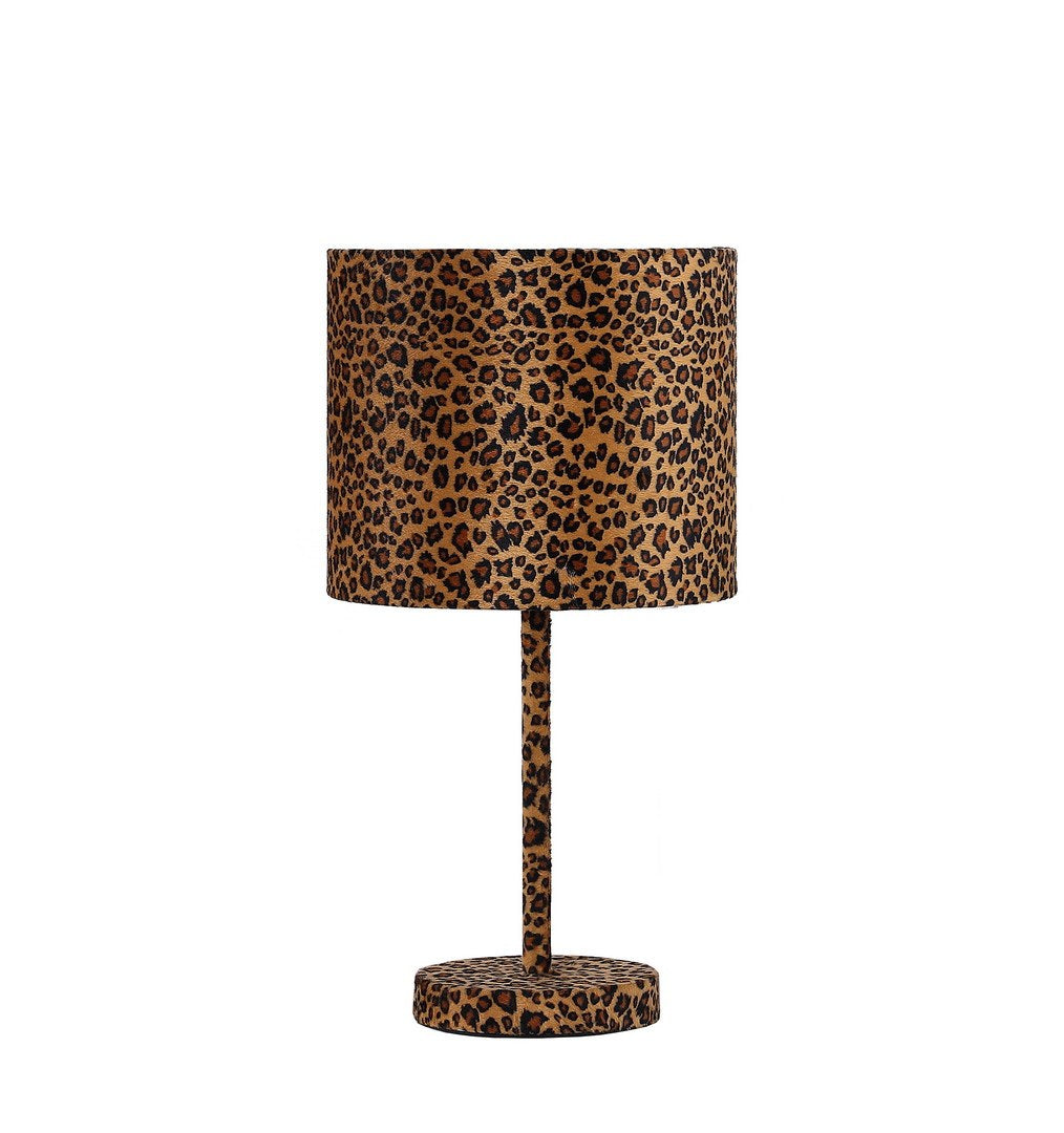 19.25' Faux Suede Leopard Print Metal Table Lamp