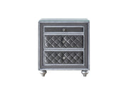 1pc Glam 3-Drawer Nightstand Velvet Tufted Drawer Front Jewelry Tray Faux Crystal Drawer Knobs