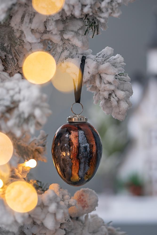 3' x 3 x 4.3' Egg Christmas Ball Ornament, Glass Decorative Hanging Ball Christmas Tree Ornaments for Holiday Party Decorations, Set of 6