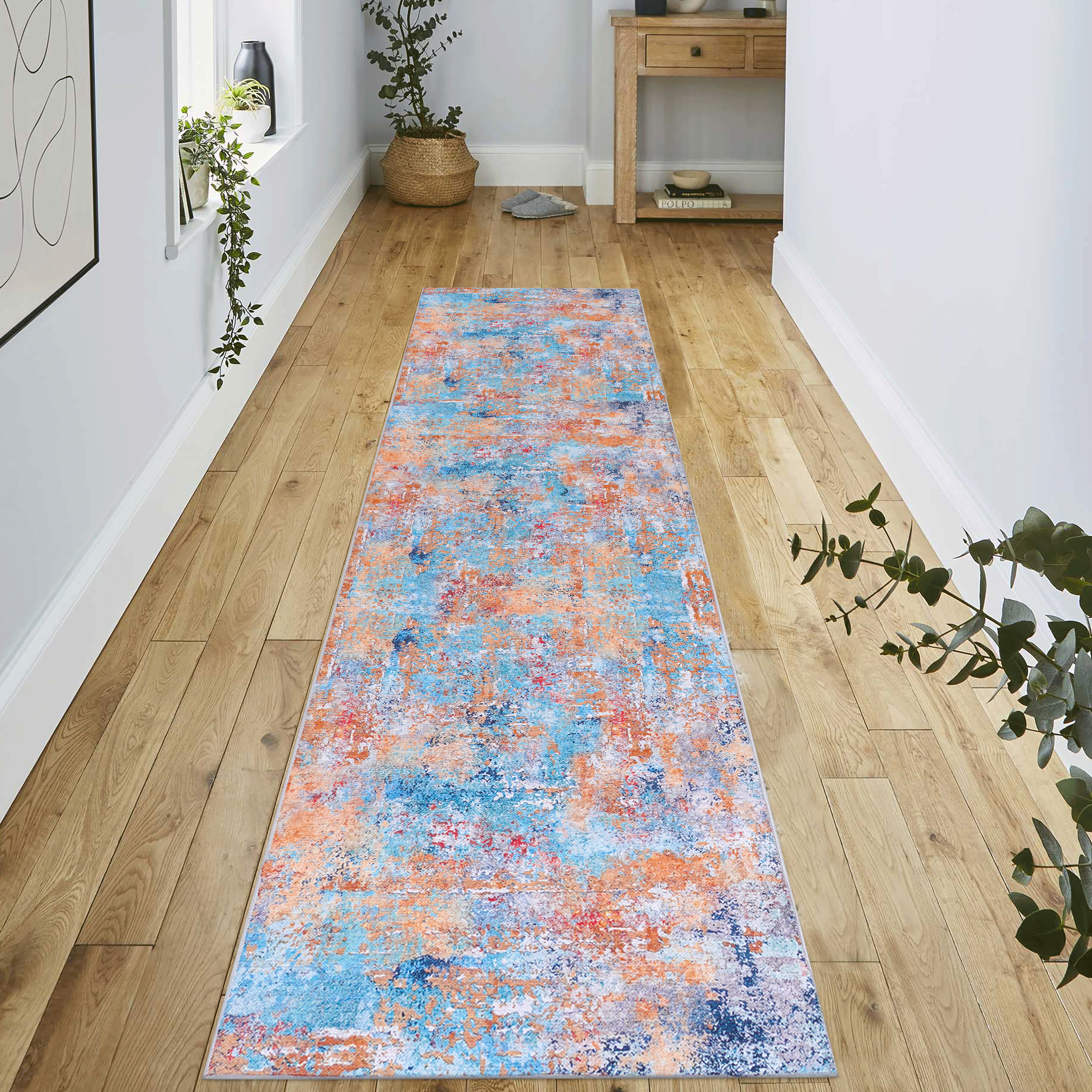 MAVAL Multi Washable Rug 2'6'' x 10' Runner Rug (Multi, 2'6'' x 10')