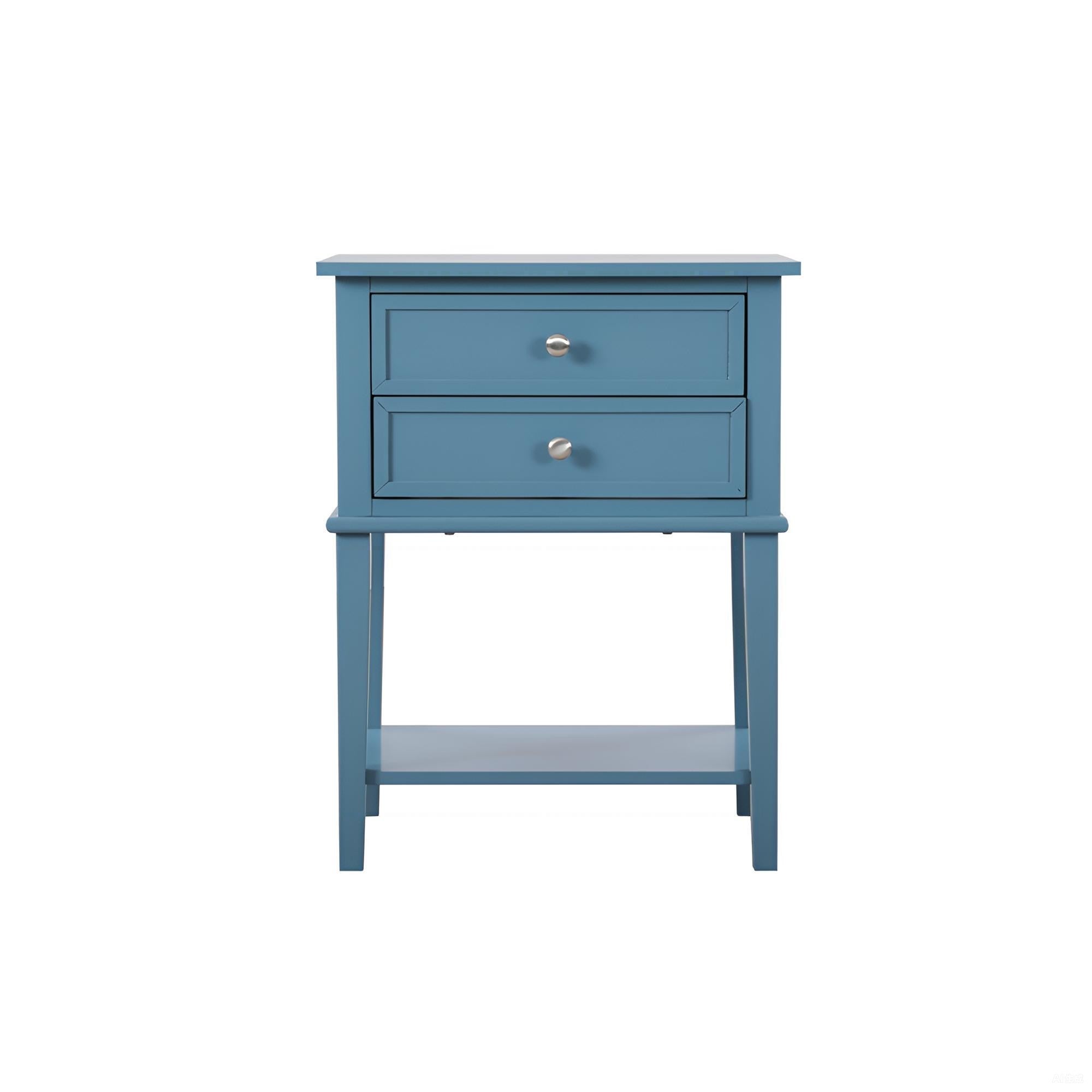 Chic Teal Contemporary Nightstand with Open Shelf Design and EZ Assembly in Particle Board