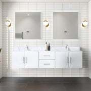 Glossy White Double Bath Vanity 80 in. W x 22 in. D, with Carrara Marble Top
