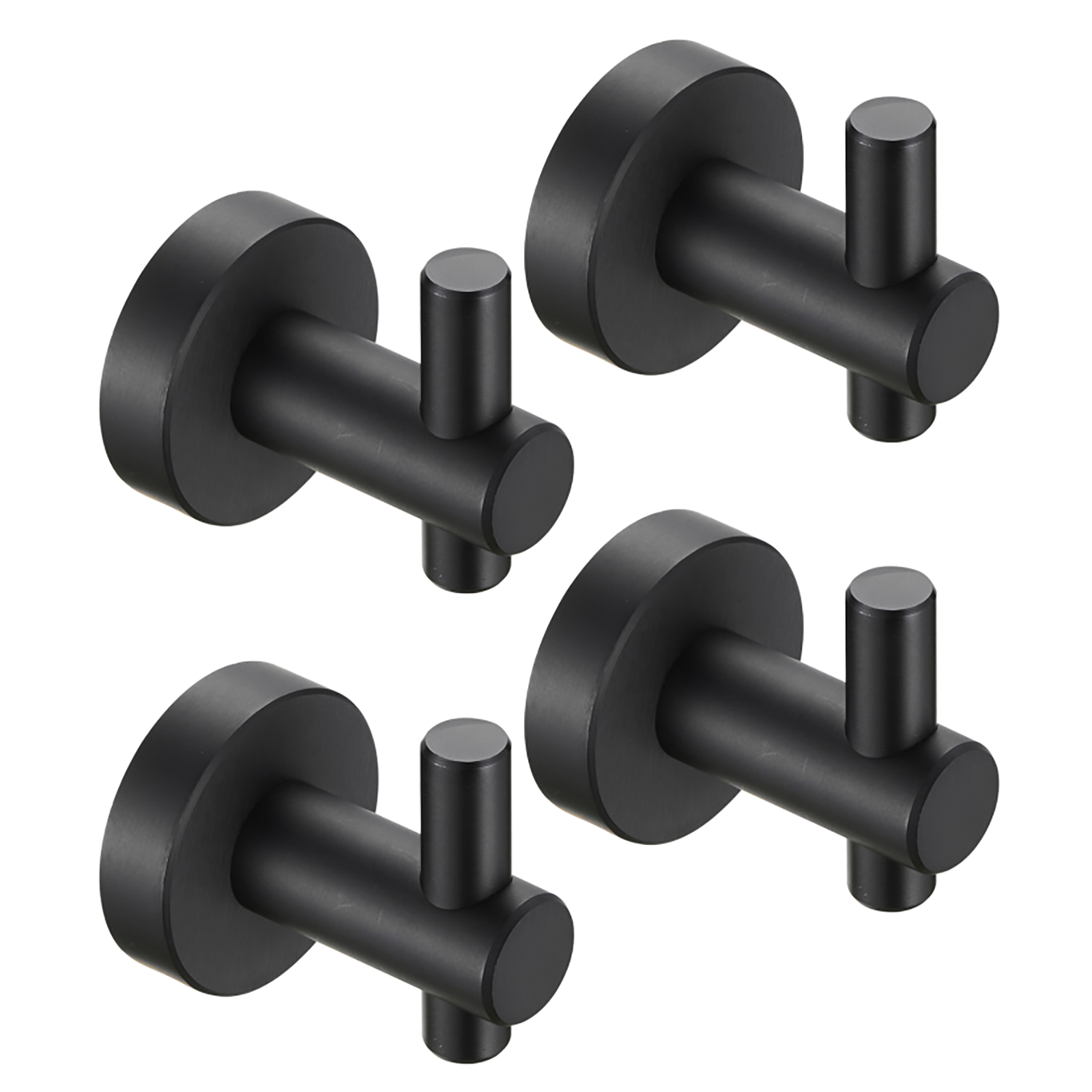 Round Base Wall Hanging Hook with Screws- Matte Black Hook, 4 Pack, for Entry Shoe Cabinet, Wardrobe Bathroom Bedroom Furniture Hardware
