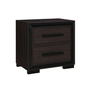 ADELAIDE Contemporary Brown Nightstand with Spacious Storage and Sleek Silver Finish
