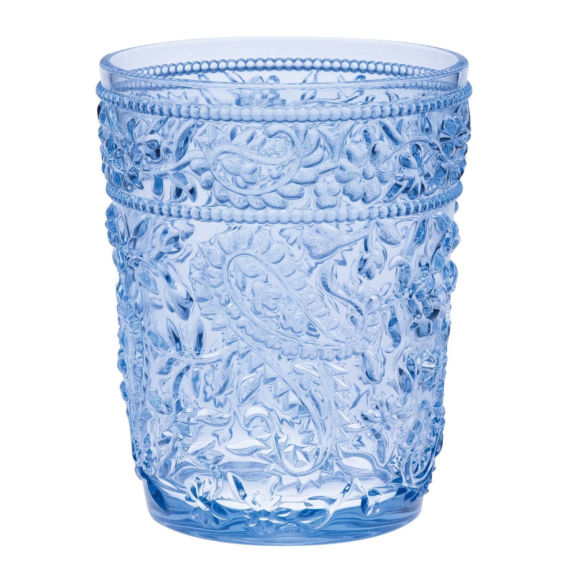 Paisley Acrylic Glasses Drinking Set of 4, BPA Free, Blue, 13oz