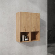 24' Bathroom Side Cabinet,Soft Close Doors,Float Mounting Design,Imitative Oak,(KD-Packing)